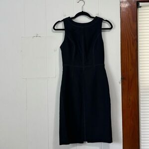 Club Monaco Black Embroidered Stitching Fitted Sheath‎ Dress Size 2